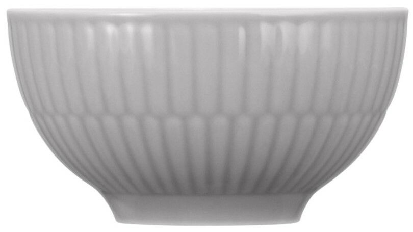 Graue Dipschale mit geriffelter Oberfläche, seitliche Ansicht