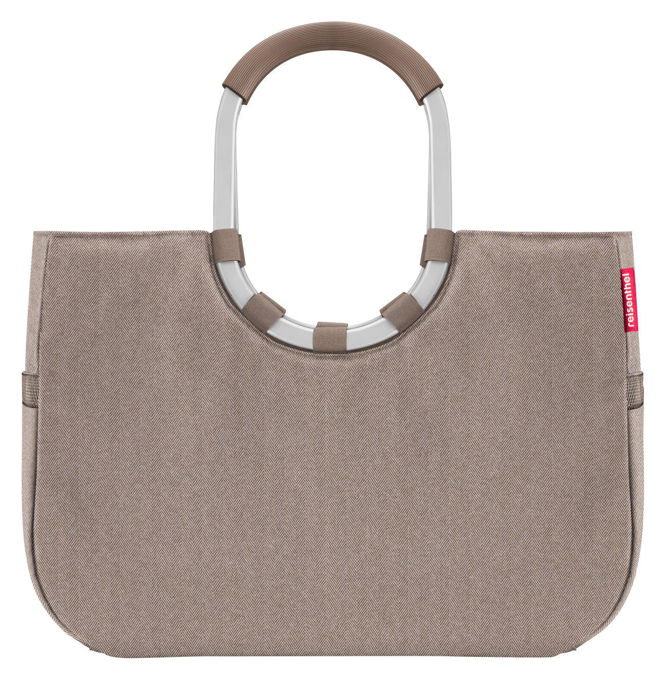 Beige Einkaufstasche mit ovalem Griff, Vorderansicht