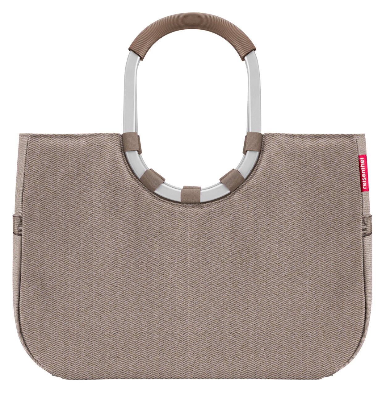 Beige Einkaufstasche mit ovalem Griff, Vorderansicht