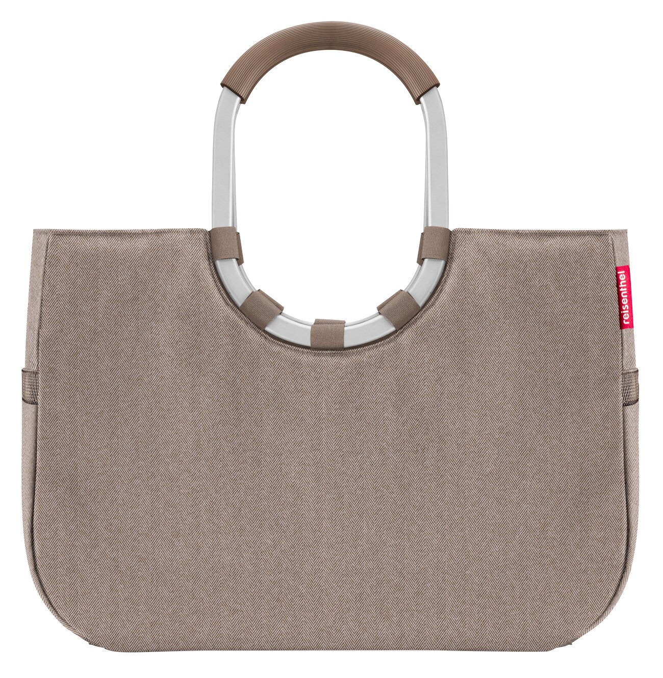Beige boodschappentas met ovale handgreep, vooraanzicht