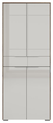 Frontansicht eines modernen, vier-türigen Aktenschranks mit einem Schubfach, Modell Voleo NEVADA, in elegantem Design.