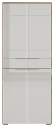 Vooraanzicht van een moderne, vierdeurs archiefkast met één lade, model Voleo NEVADA, in een elegant ontwerp.