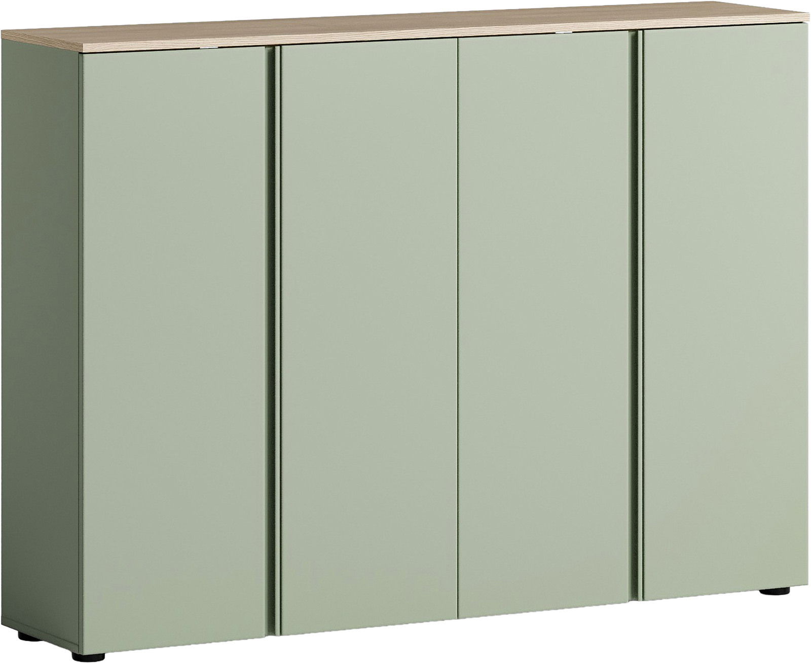 Grüner XXL-Schuhschrank mit vier Türen, frontal betrachtet