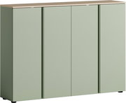 Grüner XXL-Schuhschrank mit vier Türen, frontal betrachtet