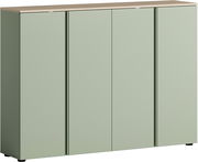 Grüner XXL-Schuhschrank mit vier Türen, frontal betrachtet