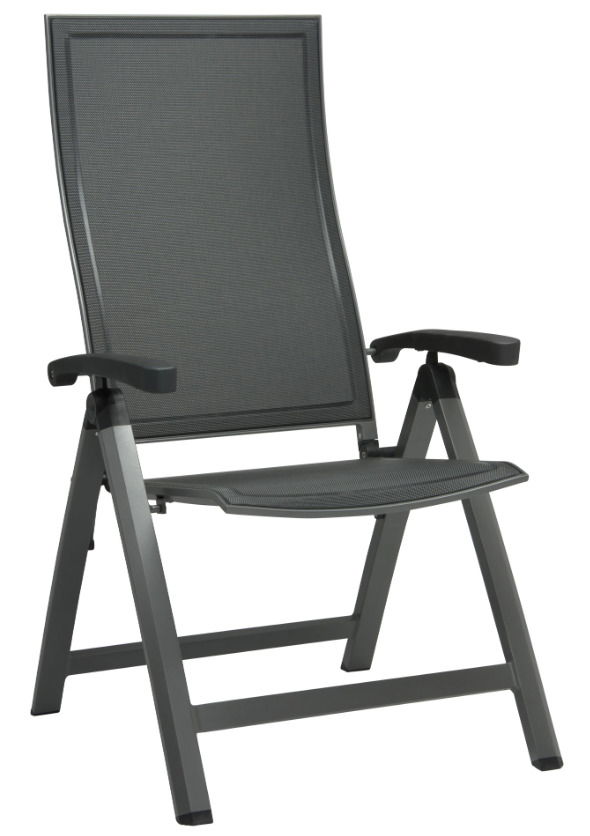 Stern Klappsessel KARI Moderner Klappsessel in dunklem Grau, seitliche Perspektive