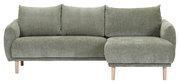 Grünes Ecksofa mit Ottomane rechts, Vorderansicht