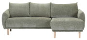 Grünes Ecksofa mit Ottomane rechts, Vorderansicht
