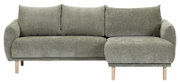 Grünes Ecksofa mit Ottomane rechts, Vorderansicht