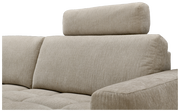 Beige Sofa mit Kopfstütze, seitliche Perspektive