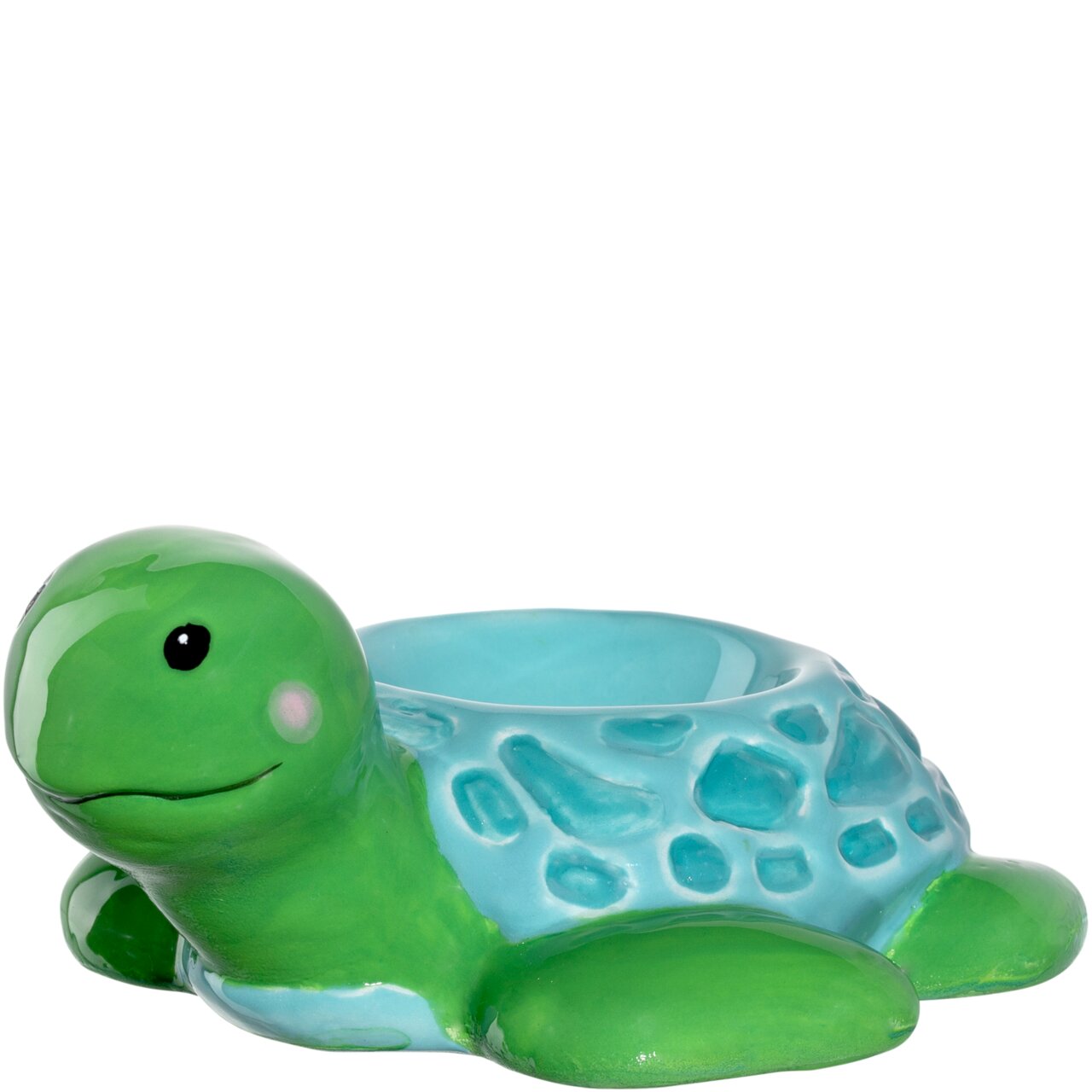 Leonardo Eierdopje Bambini Schildpad BAMBINI AVVENTURA Eierbecher in Form einer Schildkröte, grün und blau, seitliche Perspektive