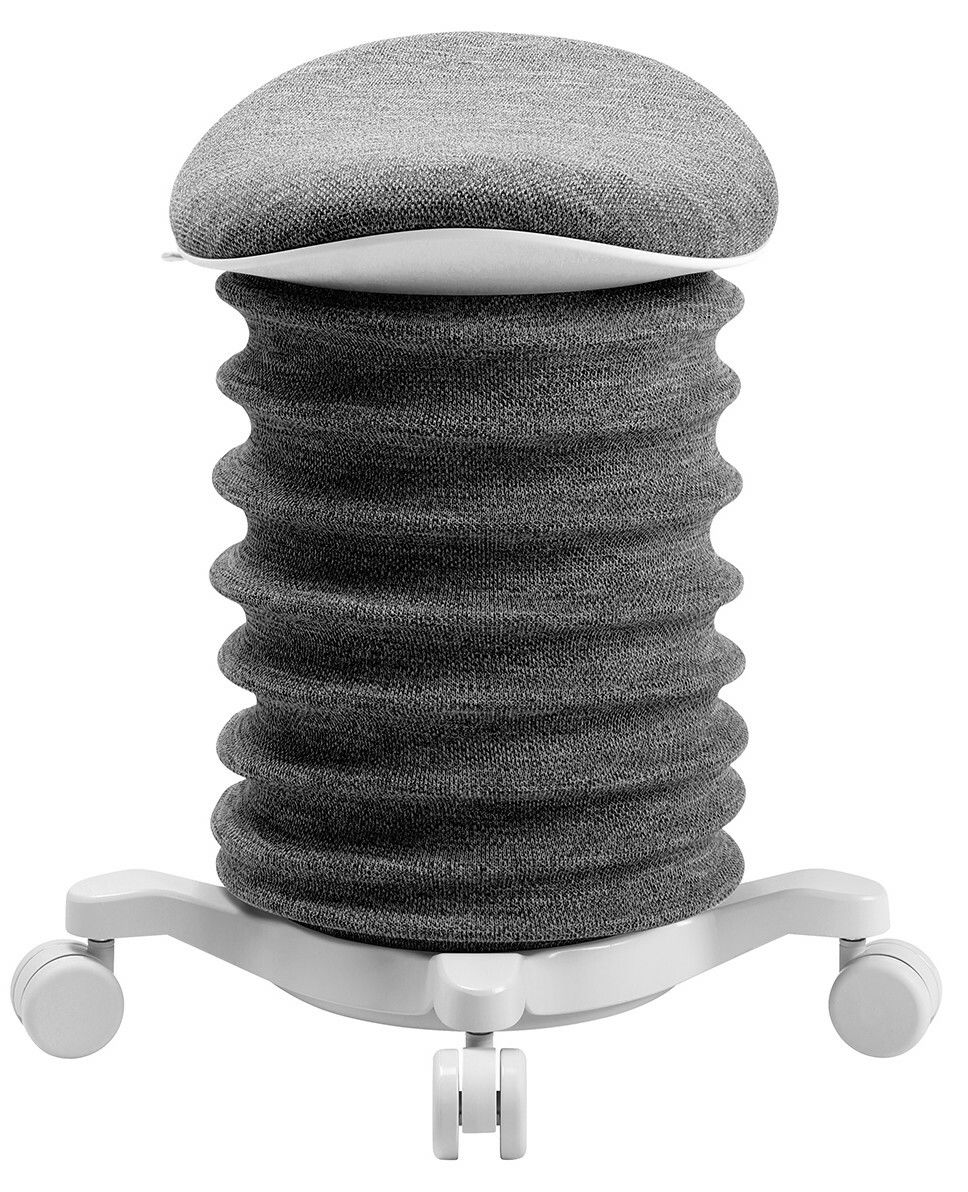 Grauer Aktiv-Sitz mit wellenförmigem Design und Rollen, Vorderansicht