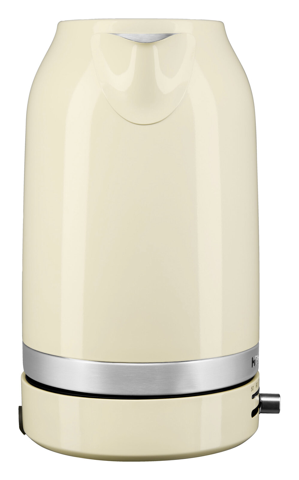 Beiger Wasserkocher mit 1,7 Liter Fassungsvermögen, Vorderansicht