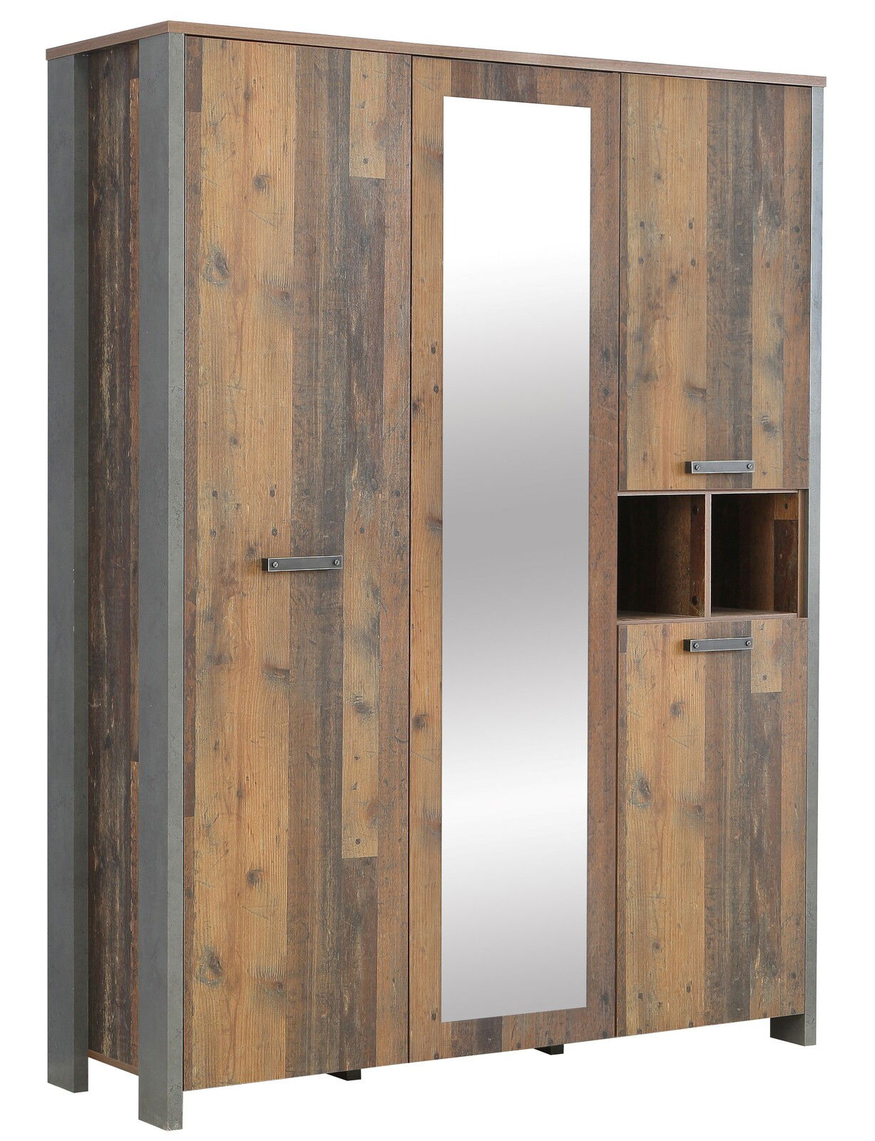 Z2 Drehtürenschrank 3-trg. CLIF Drehtürenschrank 3-türig in Holzoptik mit Spiegel in Frontalansicht