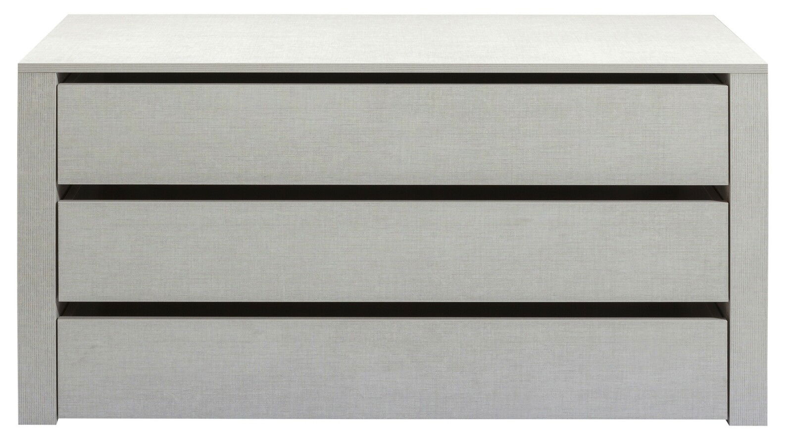 Schubkasteneinsatz mit drei Schubladen in heller Holzoptik, frontale Ansicht