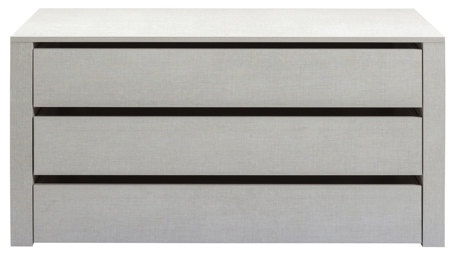 Schubkasteneinsatz mit drei Schubladen in heller Holzoptik, frontale Ansicht