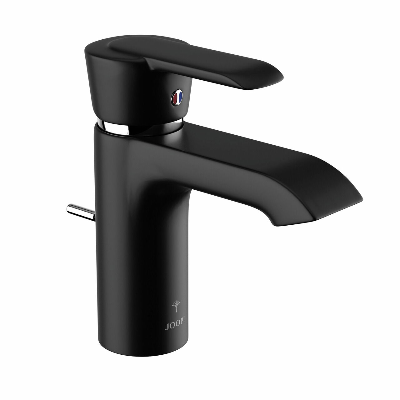 Schwarze Mischbatterie Slim Armaturen mit modernem Design, seitliche Perspektive