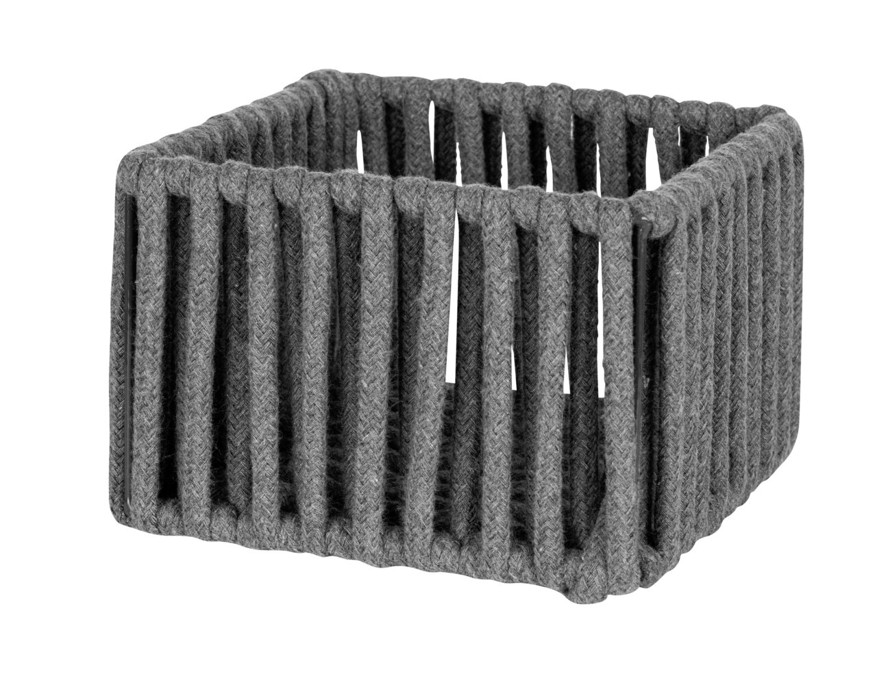 Schöner Wohnen Badkorb ZOVO Grauer Badkorb Zovo S aus geflochtenem Material, perspektivisch von vorne rechts fotografiert.