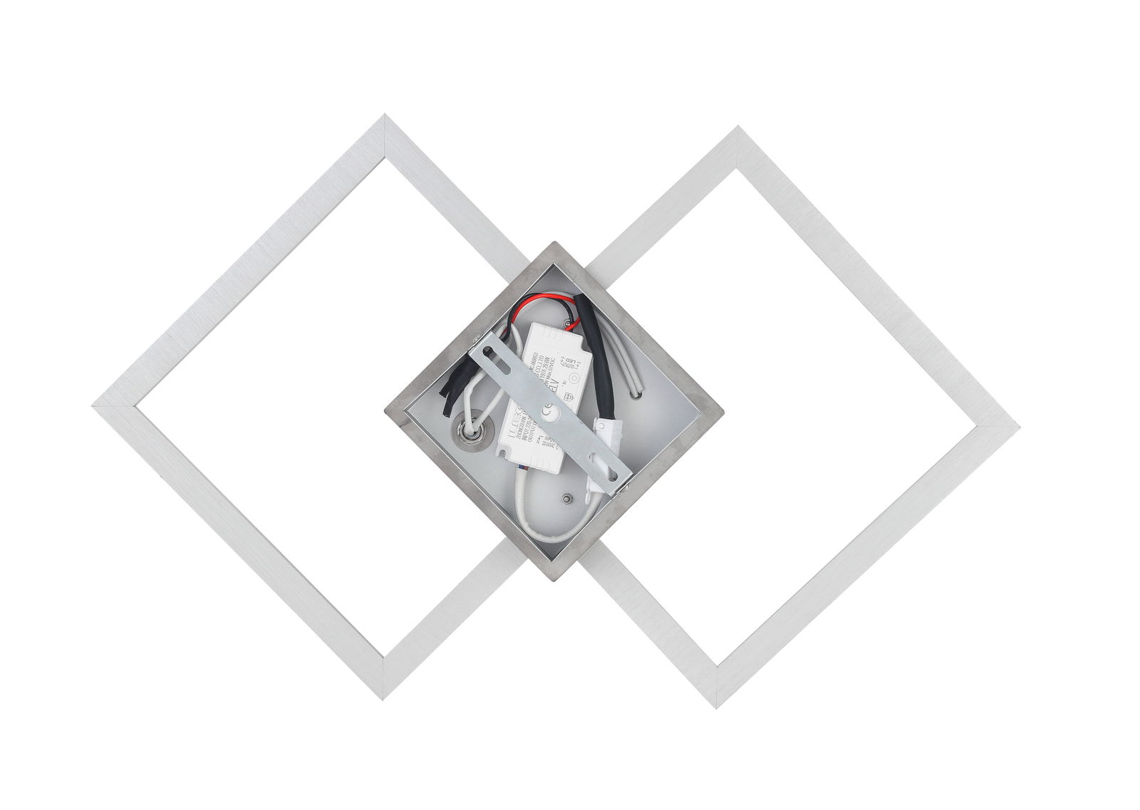 LED-Deckenleuchte Panther in moderner, geometrischer Form, von oben betrachtet.