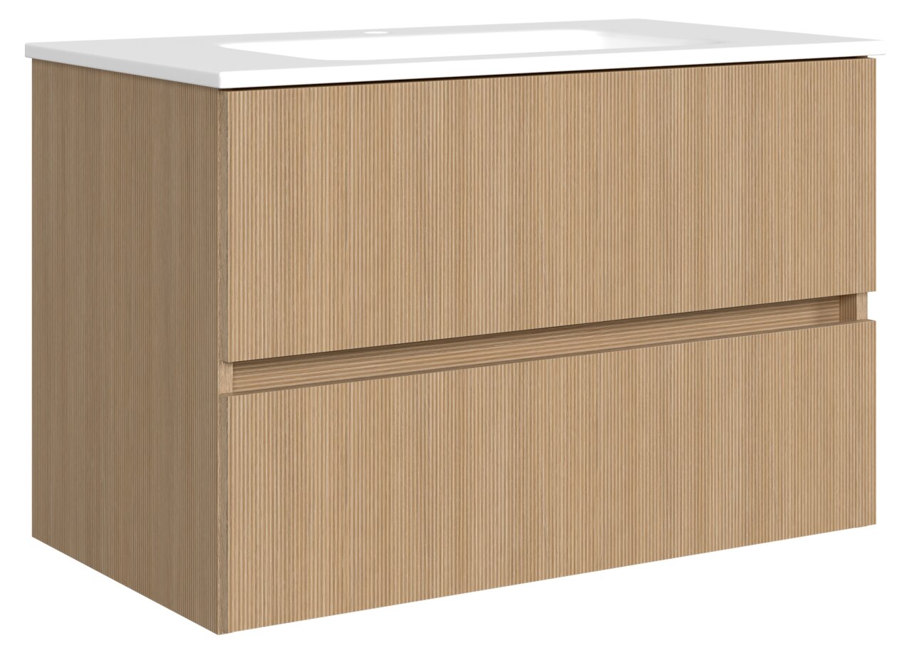 XORA Waschtisch-Set TOULON Waschtisch-Set aus Holz mit zwei Schubladen, seitliche Perspektive