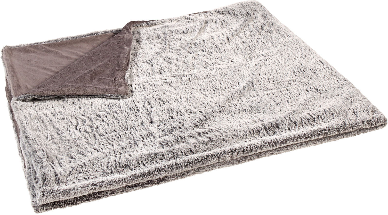 Novel Felldecke Weiche Felldecke in Grau mit umgeschlagener Ecke, Draufsicht