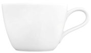 Weiße Kaffeetasse Life 0,24l, seitliche Ansicht mit Henkel rechts