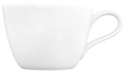 Weiße Kaffeetasse Life 0,24l, seitliche Ansicht mit Henkel rechts