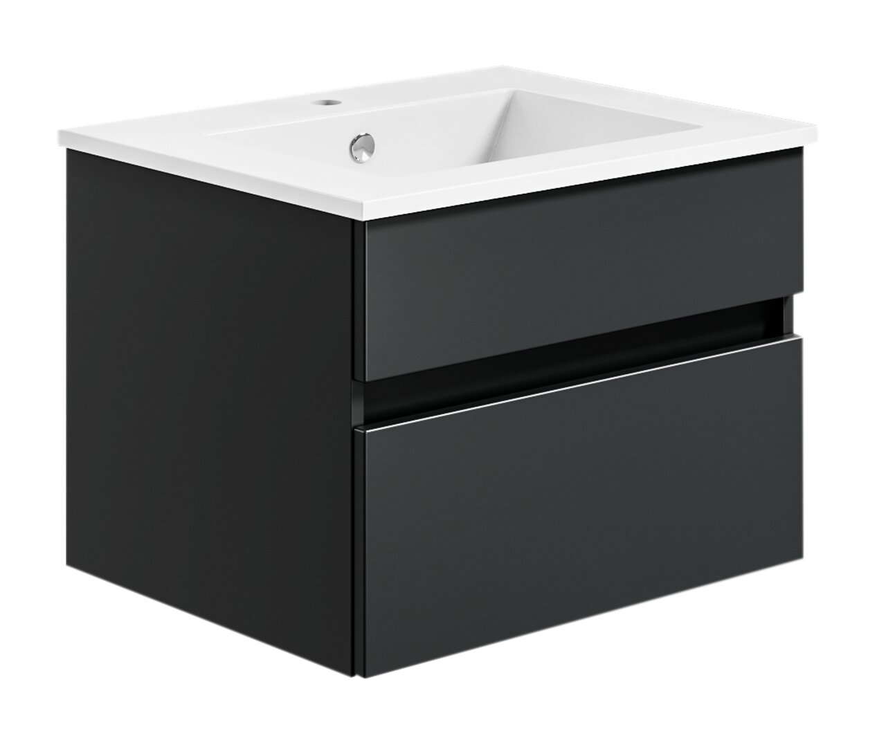 Puris Badkombination GET2YOU 21 Moderne schwarze Badkombination mit Waschbecken, seitliche Perspektive