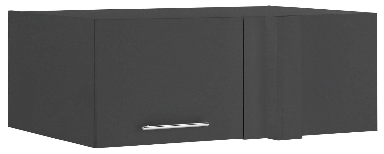 XORA Aufsatz Eckschrank PRIMUS Dunkelgrauer Eckschrankaufsatz mit einer Tür und silbernem Griff, perspektivisch von vorne links betrachtet.