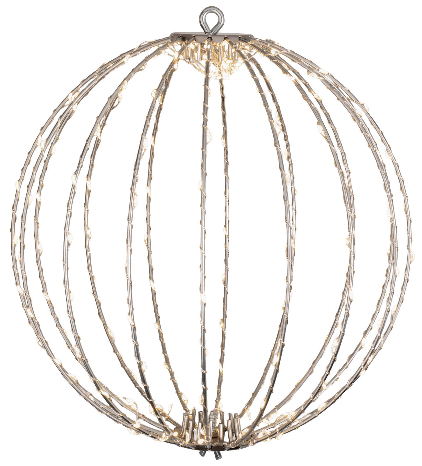 Silberner Lichtball mit Micro-LEDs, seitliche Perspektive