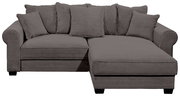 Graues Ecksofa mit mehreren Kissen, Vorderansicht