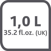 Kapazitätssymbol der Isolierkanne SAMBA hellgrün mit 1,0 Liter oder 35,2 fl. oz. (UK) in Nahaufnahme