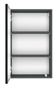 Offener Hängeschrank mit zwei Einlegeböden, seitliche Perspektive