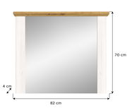 Spiegel mit Holzrahmen, Vorderansicht, Maße 82 cm x 70 cm