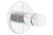 Runder, verchromter Handtuchhaken mit 4 cm Durchmesser, seitliche Perspektive