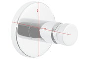 Runder, verchromter Handtuchhaken mit 4 cm Durchmesser, seitliche Perspektive
