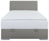 Boxbett 120 in grauem Stoff, Frontalansicht