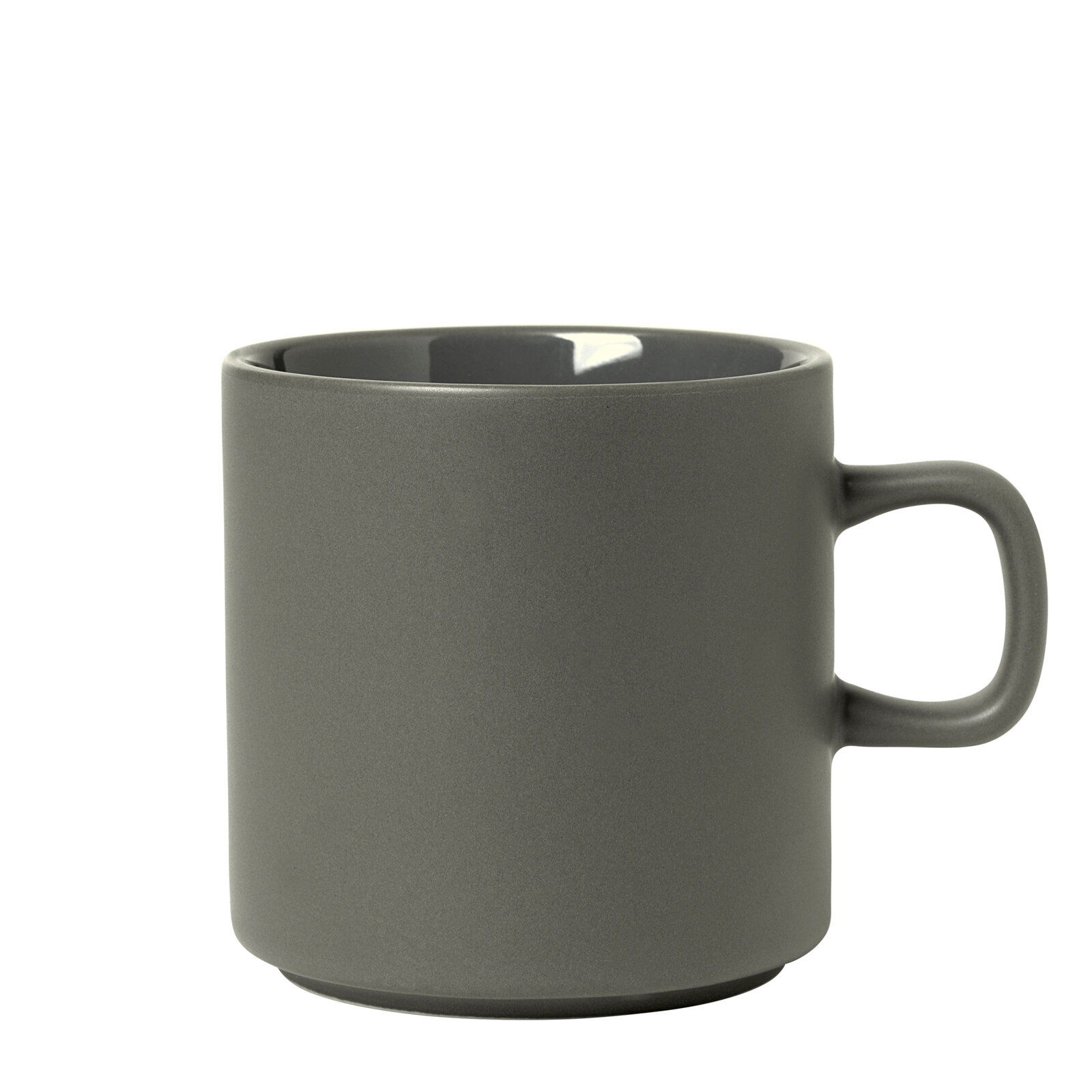 Graue Tasse -PILAR- Pewter, 250 ml, seitliche Ansicht mit Henkel rechts