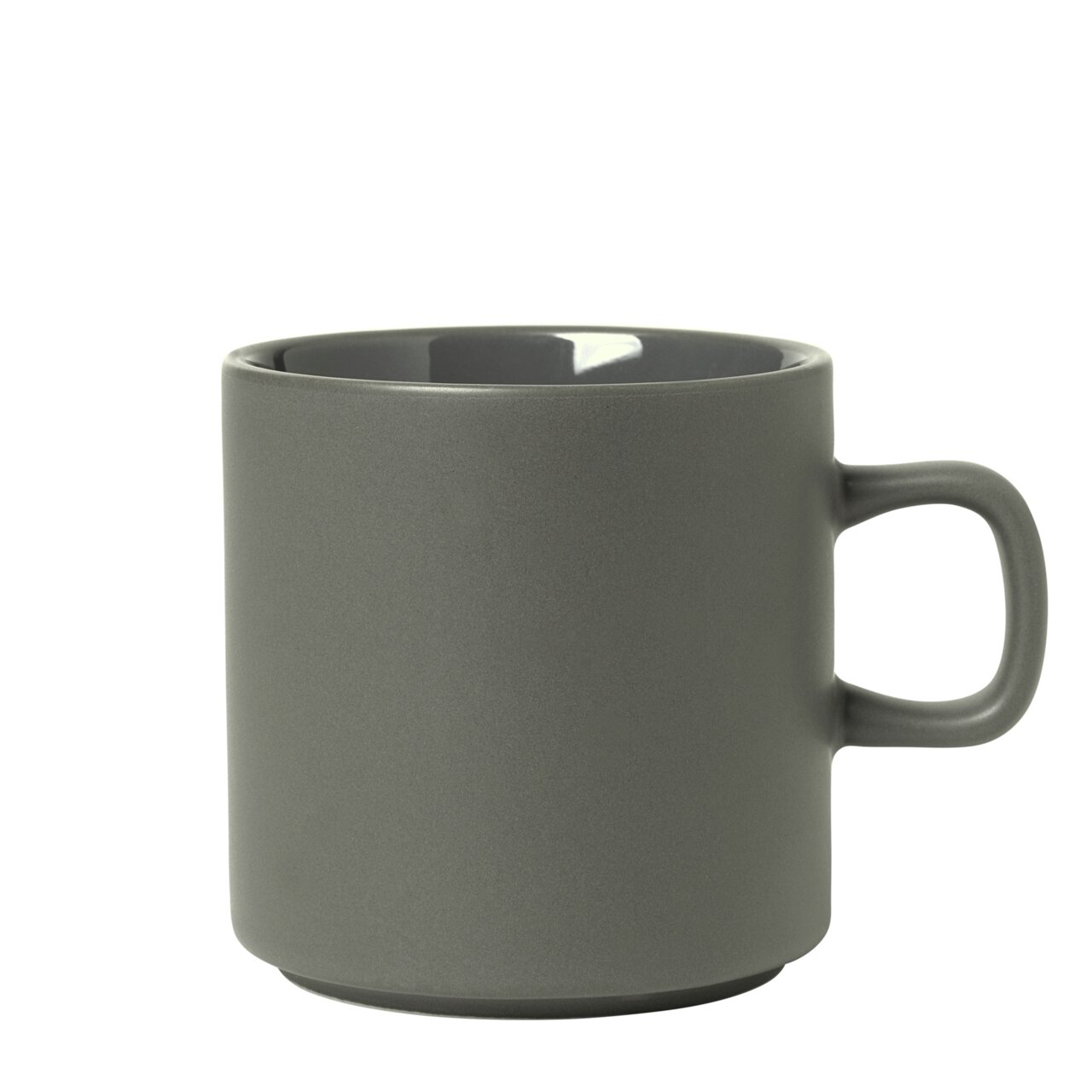 blomus kopje PILAR Grijze mok -PILAR- tin, 250 ml, zijaanzicht met oor aan de rechterkant