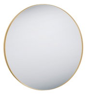 Runder Spiegel mit einem Durchmesser von ca. 80 cm, goldener Rahmen, frontal abgebildet.