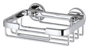 Wandmontierter, verchromter Seifenkorb aus Aluminium in schräger Perspektive