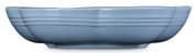 Seitenansicht einer blauen Schüssel in Blumenform, 21 cm, Chambray