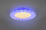 LED-Deckenleuchte SUNFLOWER mit sternenklarem Effekt und blauer Umrandung, von unten betrachtet.