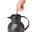Schwarze Isolierkanne Samba 1,5l mit Druckmechanismus, seitliche Perspektive