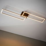 Moderne LED Deckenleuchte Frame in rechteckigem Design, von unten betrachtet.