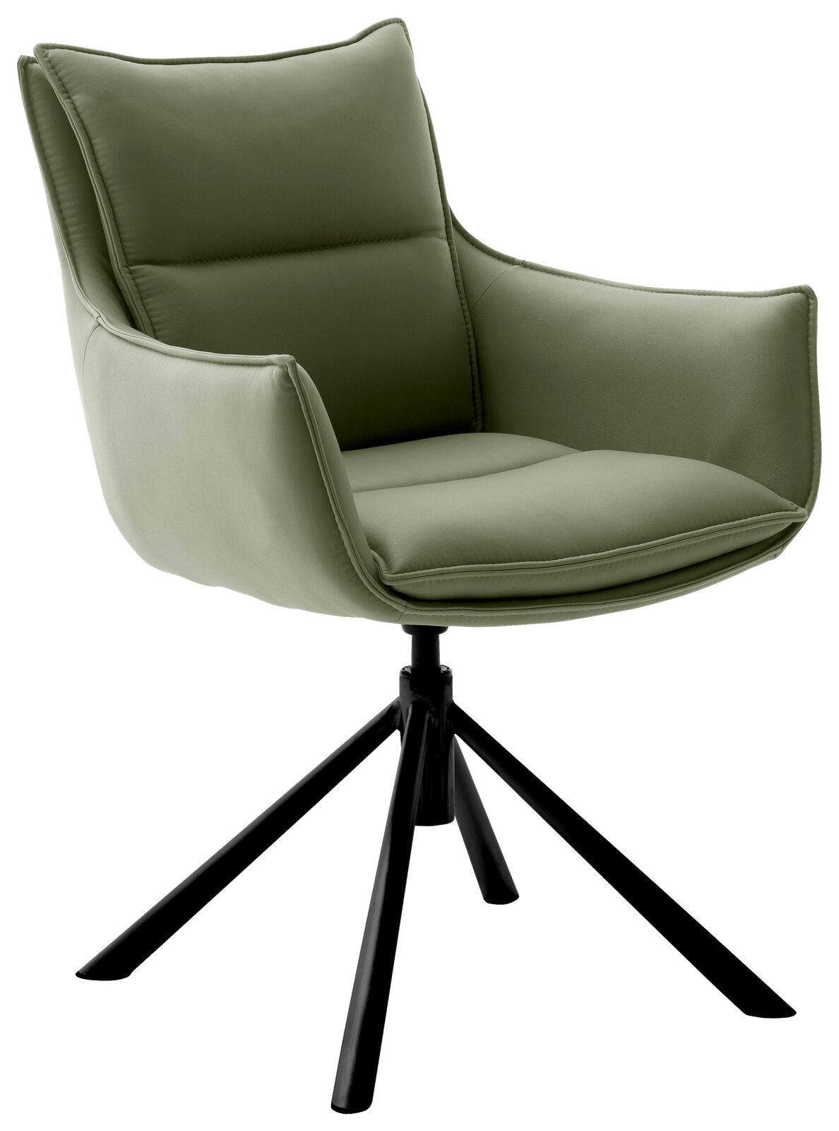 Novel Sessel HOUSTON Moderner grüner Sessel mit schwarzem Metallgestell, seitliche Perspektive