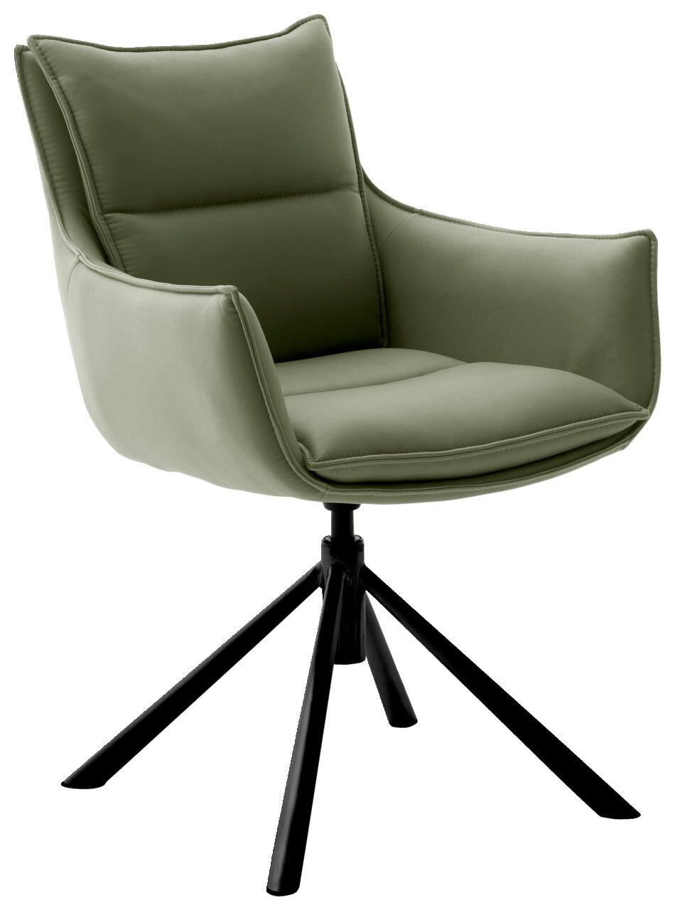 Novel Sessel HOUSTON Moderner grüner Sessel mit schwarzem Metallgestell, seitliche Perspektive