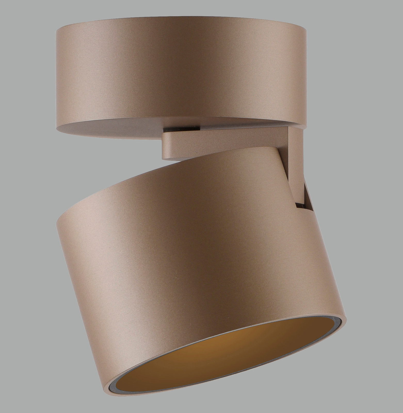 Moderner LED-Spot in Bronzeoptik, seitliche Perspektive