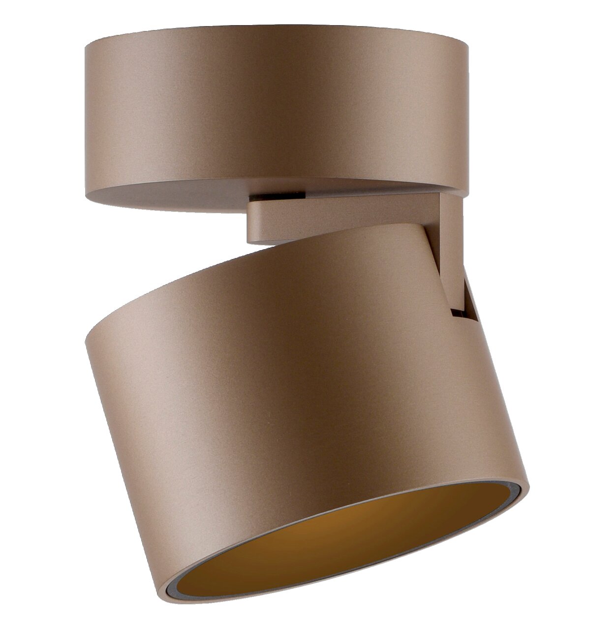 Moderner LED-Spot in Bronzeoptik, seitliche Perspektive