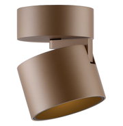 Moderner LED-Spot in Bronzeoptik, seitliche Perspektive